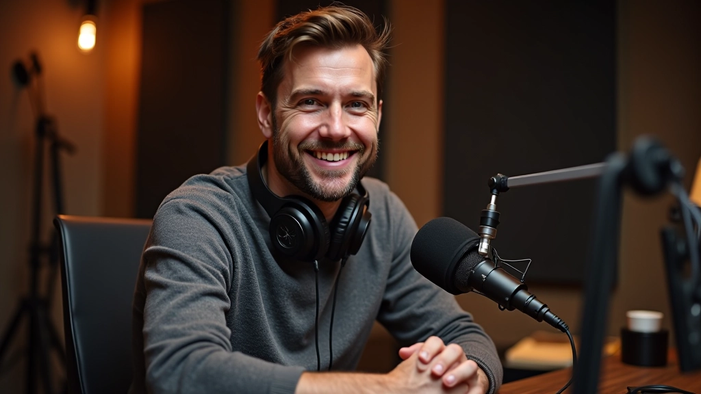 Micro professionnel et équipement d'enregistrement de podcast dans un studio acoustique