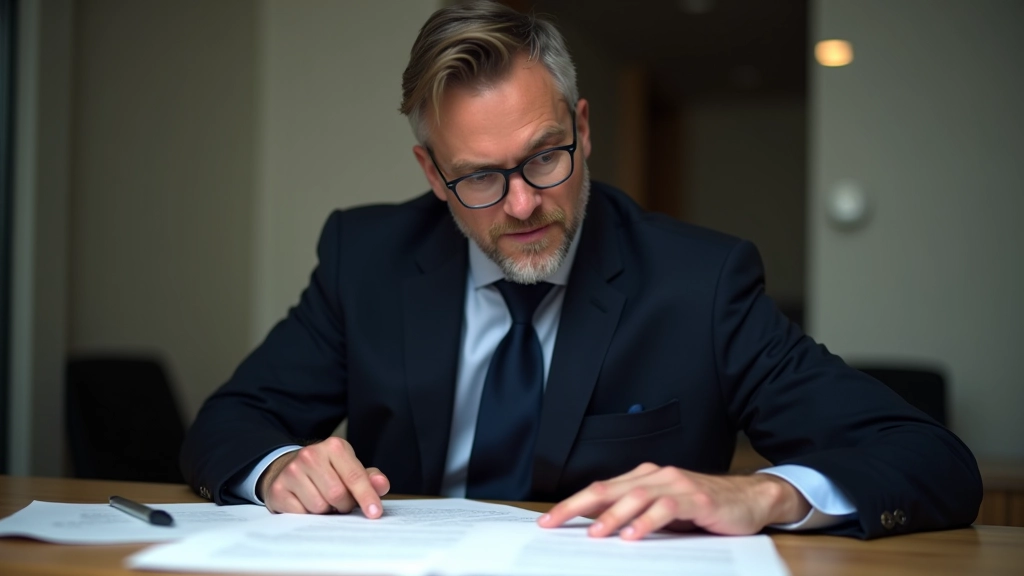 Avocat examinant les documents de contrat et les droits d'auteur pour les partenariats de créateurs