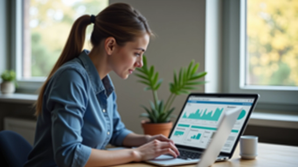 Personne travaillant sur un ordinateur portable avec des graphiques et données sur l'écran